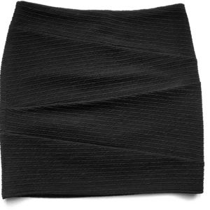 Black textured mini skirt